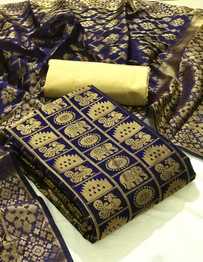 Banarasi Silk 50 Festive Wear Banarasi Silk Designer Dress Material Collection